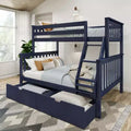 Solid Wood Twin over Full Bunk Bed with Storage Drawers for Adults/Kids