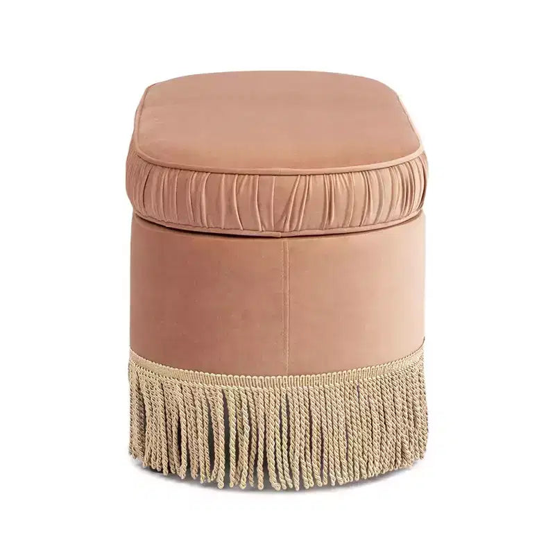 38" Oval Storage Bench Ottoman - Vintage Glamour