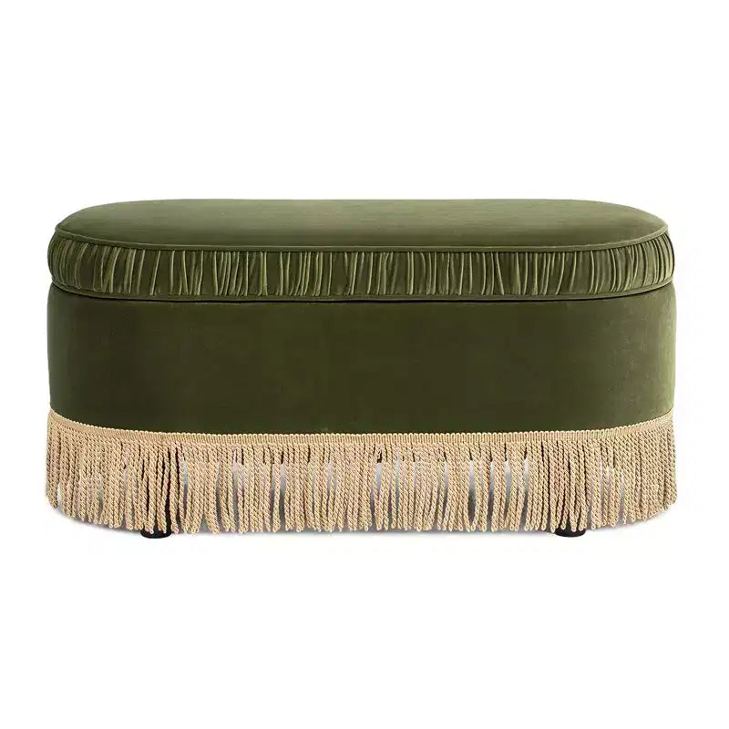38" Oval Storage Bench Ottoman - Vintage Glamour