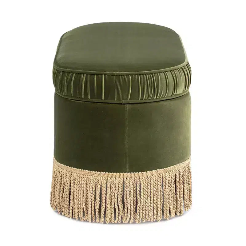 38" Oval Storage Bench Ottoman - Vintage Glamour