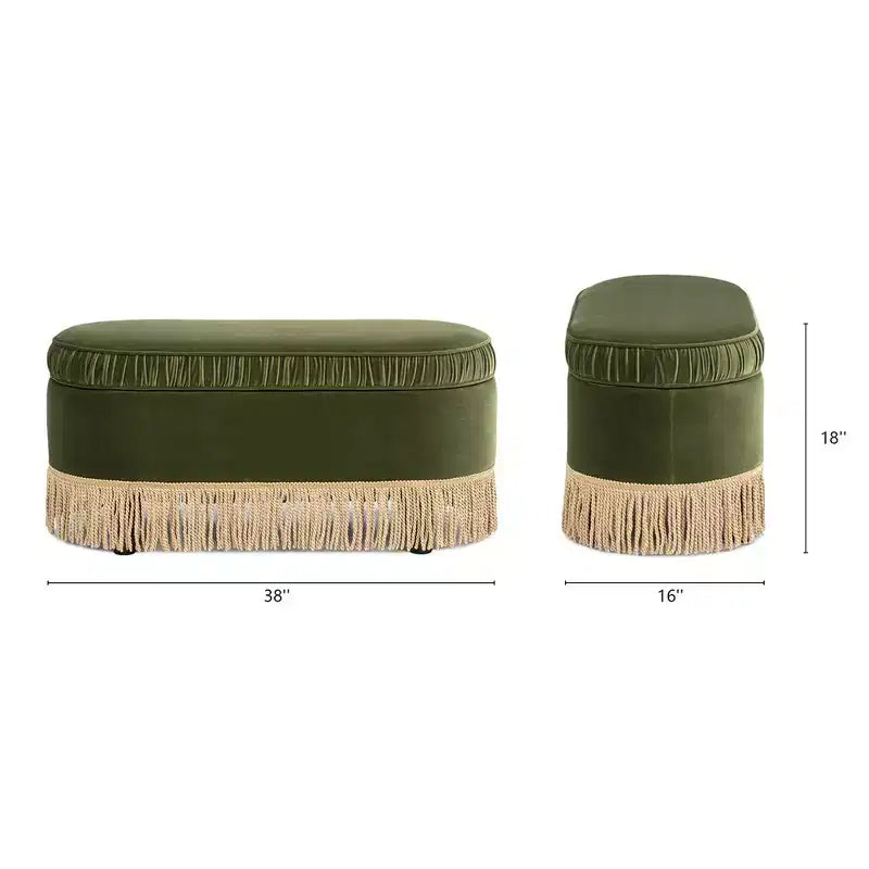 38" Oval Storage Bench Ottoman - Vintage Glamour