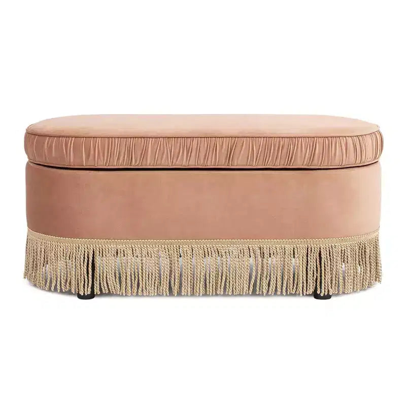 38" Oval Storage Bench Ottoman - Vintage Glamour