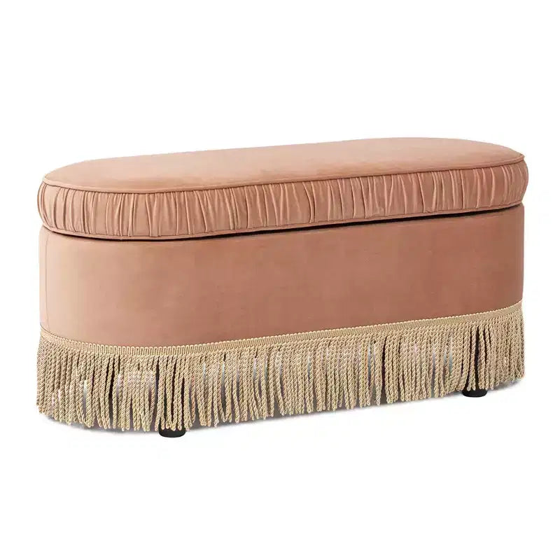 38" Oval Storage Bench Ottoman - Vintage Glamour