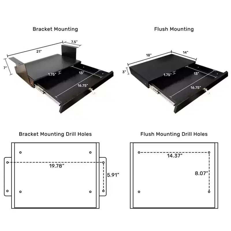 Add-On Office Sliding Under-Desk Drawer Storage Organizer for Standing Desks